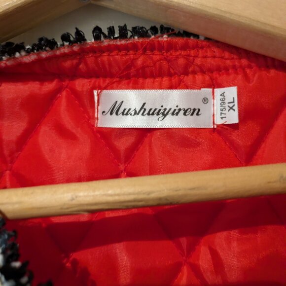 Red Quilted Jacket with Tweed accents and pearl buttons - Picture 6 of 9